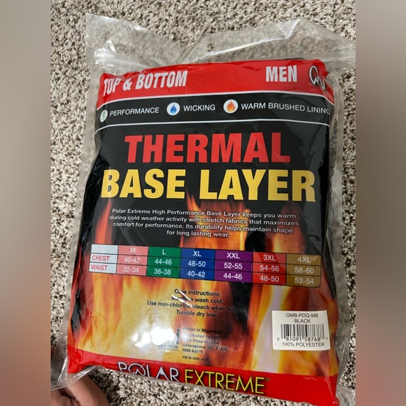 NEW Polar Extreme Men's Brushed Base Layer Thermal Set in Black size: XL - Picture 2 of 3
